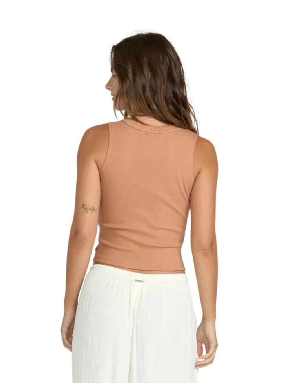 $30 Billabong Women’s Fun Times Knit Crop Tank Top In Rose Brown Size L - Picture 2 of 4